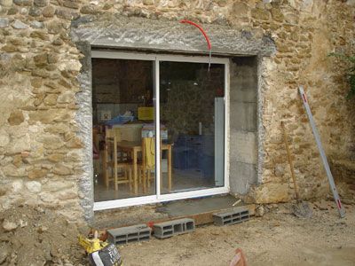 STB Grâne STB Montmeyran Marc Buffard Percement mur en pierre pour baie vitrée